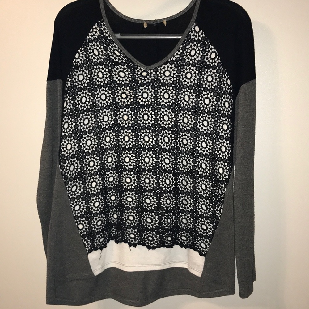 Democracy sweater with crochet overlay